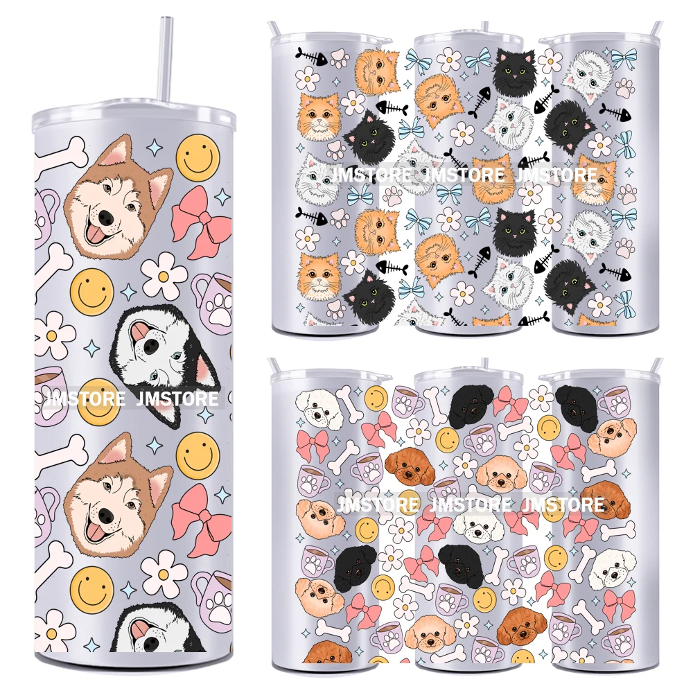 Coquette Puppy Dog Mom Cat Lover Pets 20OZ Skinny Tumbler Wrap UV DTF Transfer Stickers Personalized Labels For Straight Tumbler