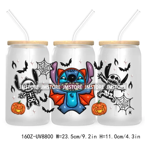 3D Horror Halloween UV DTF Sticker For 16OZ Libbey Glass Cup Can Wrap Transfer Stickers Custom Label DIY Logo Cartoon Blue Koala