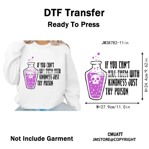 New Sarcastic Halloween Snarky Inspire Quotes Printing Iron on DTF Washable Transfers Stickers Ready to Press for Clothing Bags