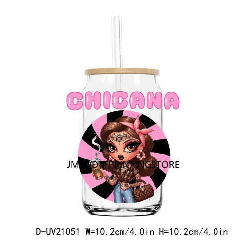 Mexican Latina Mama Chicano Cartoon Girls UV DTF Transfer Stickers Decals For Libbey Cold Cups Mugs Tumbler Waterproof DIY Logo