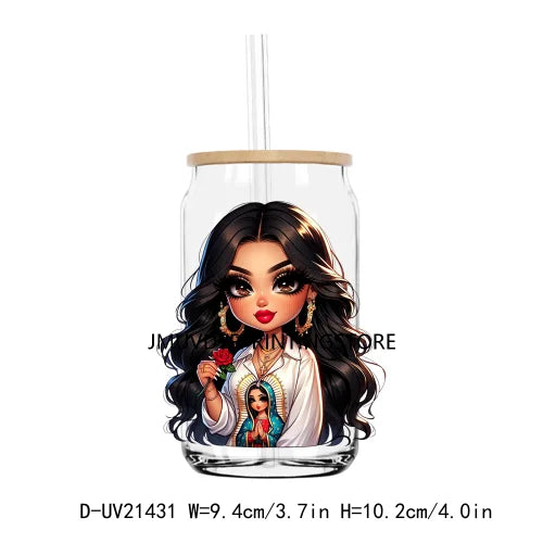 Chibi Cute Chicana Woman UV DTF Transfers Stickers Decals For Libbey Cold Cups Mugs Tumbler Waterproof DIY Logo Mexican Girls