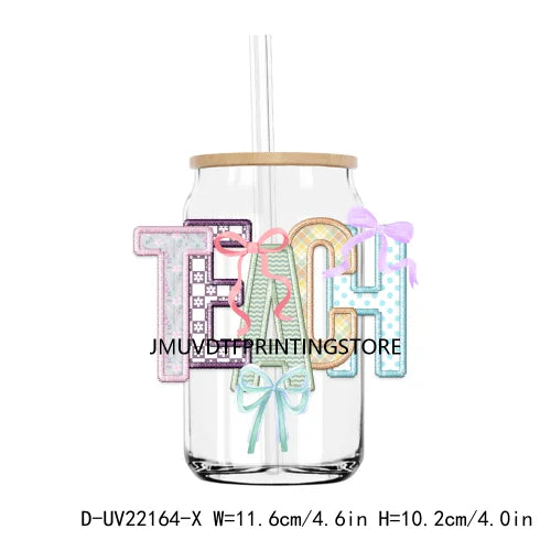 Dear Tiny Human Behind Me UV DTF Transfers Stickers Decals For Libbey Cold Cups Mugs Tumbler Waterproof DIY Faux Sequins Maestra