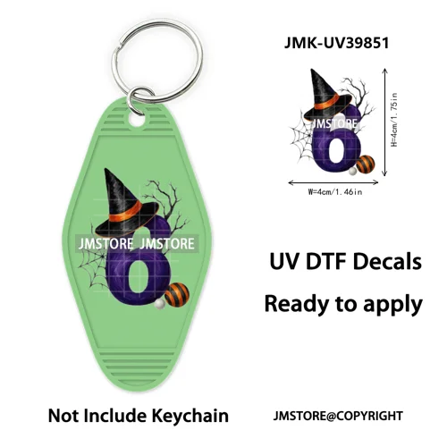 Halloween Pumpkin Alphabet Letters UV DTF Motel Keychain Decal Ready To Ship Durable Transfer Stickers Prints For Hotel Keychain