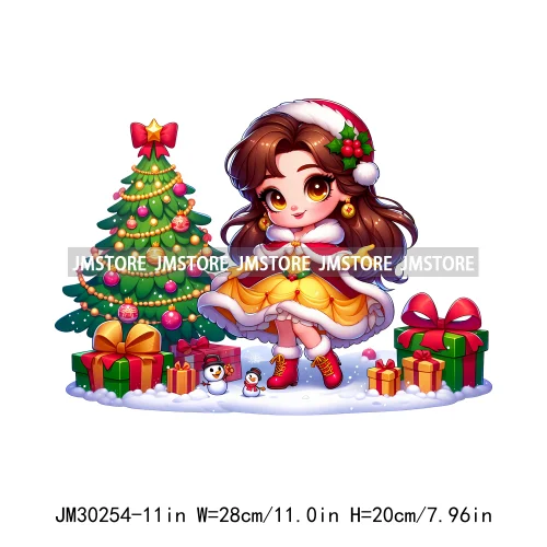 Cute Princess Red Ugly Sweater Cartoon Girls Friends Merry Christmas Iron On DTF Transfers Stickers Ready To Press For Clothing