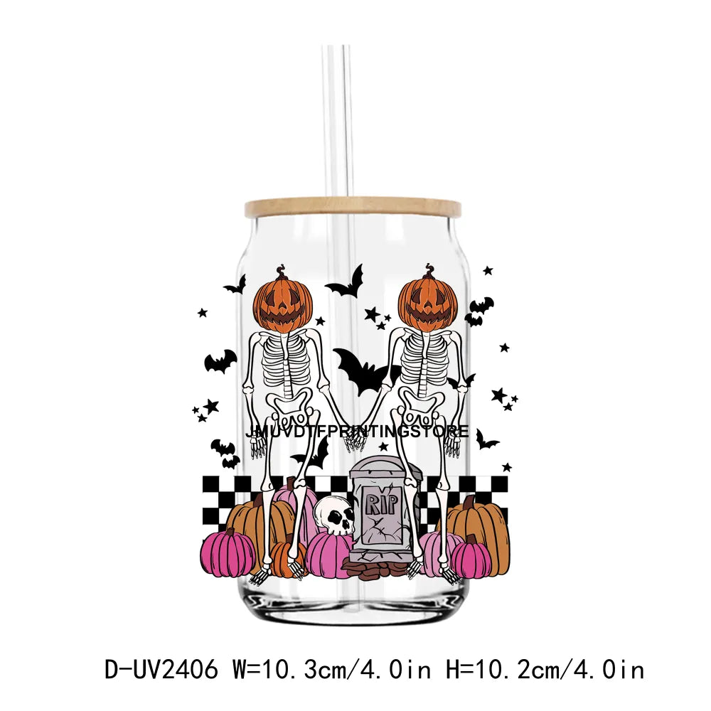 Boo Jee Cute Ghost With Coffee Halloween UV DTF Transfers Stickers Decals For Libbey Cold Cups Mugs Tumbler Waterproof DIY Craft