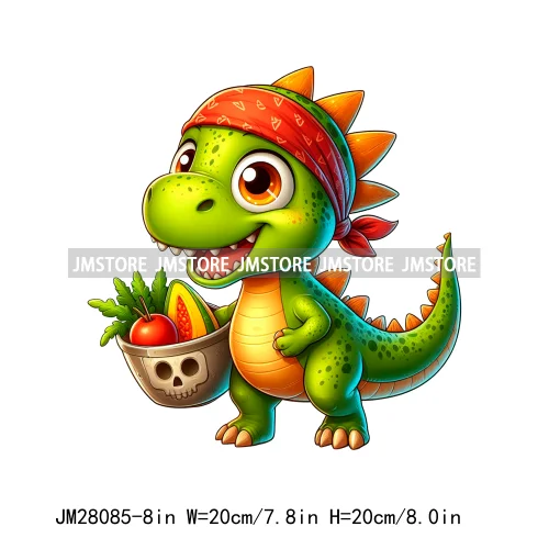 Colorful Dinosaur Baby Animal Thermal Printing Iron On DTF Transfer Stickers Ready To Press For Clothes