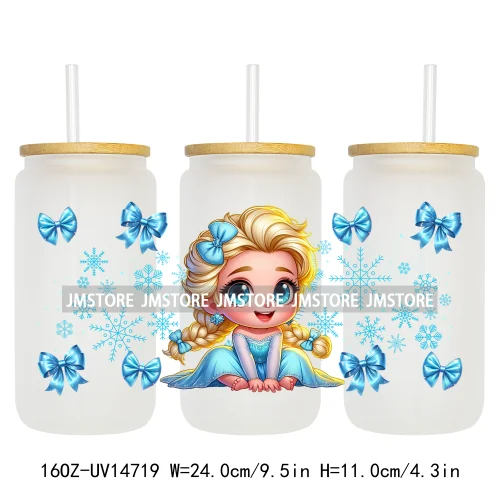 Magical Princess Bow Cartoon Girl 16OZ UV DTF Cup Wraps Ready To Apply Waterproof Transfer Stickers For Libbey Glass Can Tumbler