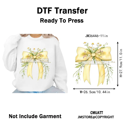 Spring Wildflower Love Vibes Ribbon Wedding Coquette Iron on DTF Thermal Transfers Stickers Ready to Press for Dresses Hoodies