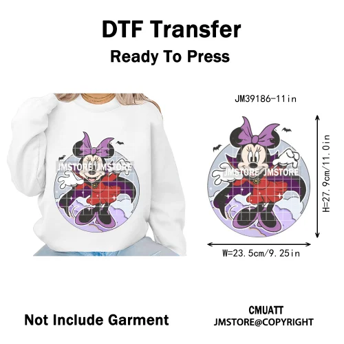 Spooky Season Pumpkin Trick or Treat Cartoon Halloween Iron on DTF Washable Heat Transfers Stickers Ready to Press for Clothing