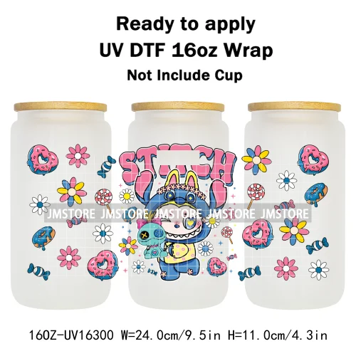 Funny Cartoon Monster Characters Ice Cream UV DTF Stickers Ready To Apply Cup Wrap Custom Prints DIY Craft For Libbey Glass Can