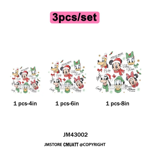 Funny Cartoon Mouse Friends Merry Christmas Movie Character Xmas Season Iron on DTF Transfer Stickers Ready to Press for Hoodies