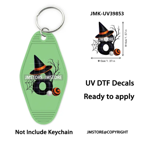 Halloween Pumpkin Alphabet Letters UV DTF Motel Keychain Decal Ready To Ship Durable Transfer Stickers Prints For Hotel Keychain
