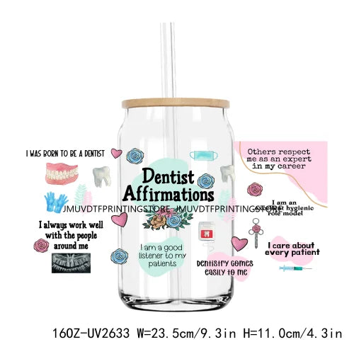 Administrative Assistant Daily Affirmations UV DTF Sticker For 16OZ Libbey Glass Cup Can Wrap Transfer Sticker Custom DIY Logo