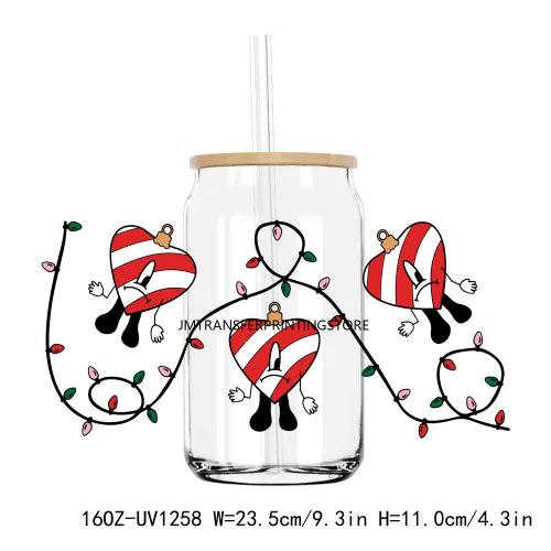 Bad Bunny Christmas 16OZ UV DTF Cup Wrap Transfers Stickers Custom Labels DIY Durable Waterproof Logo For Libbey Glass Can