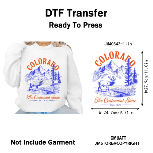 Colorful US State Love Travel Landmark Animal Icons Printing Iron on DTF Washable Transfers Stickers Ready to Press for T-shirts