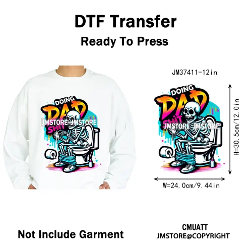 12in Dino Trucks Drip Or Die Skull Beats Graffiti Streetwear Man Design Iron on DTF Transfer Stickers Ready to Press for Clothes