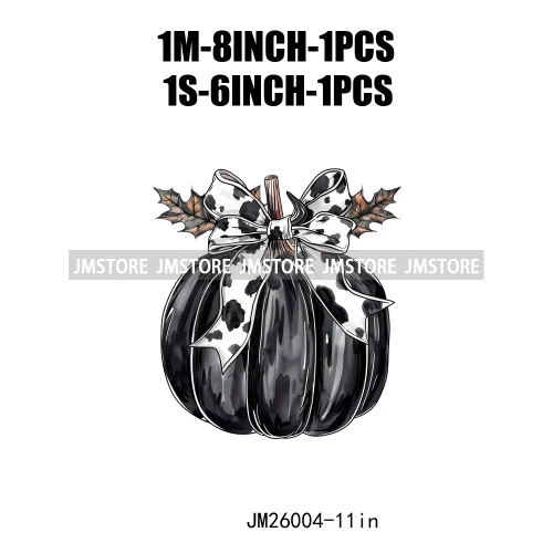 Colorful Gothic Girly Halloween Black Pumpkin Coquette Bow Decasl DTF Iron On Transfers Stickers Ready To Press For T-shirt Bags