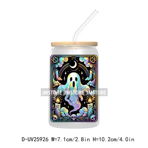 Spooky Skull Halloween Tarot Card UV DTF Transfer Stickers Decals For Libbey Cold Cups Mugs Durable Waterproof Custom Logo Label