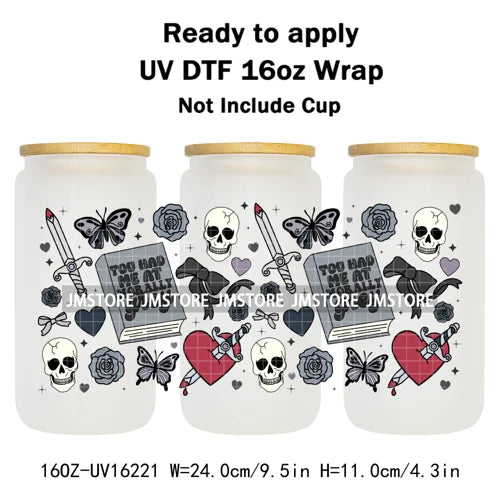 Romance Bookclub Bookish Candle UV DTF Cup Wrap Ready To Apply Transfer Stickers Durable 16OZ Tumbler Wraps For Libbey Glass Can
