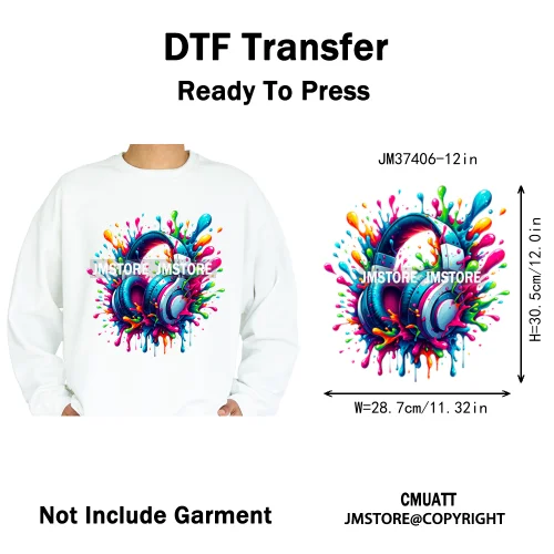 12in Dino Trucks Drip Or Die Skull Beats Graffiti Streetwear Man Design Iron on DTF Transfer Stickers Ready to Press for Clothes
