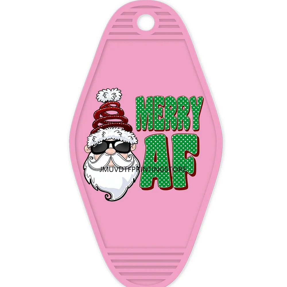 Merry And Bright Christmas Crew High Quality WaterProof UV DTF Sticker For Motel Hotel Keychian Christmas Season Designs