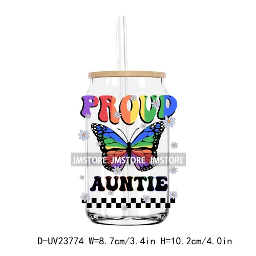 Retro Rainbow Butterfly Pride UV DTF Transfer Stickers Decals For Libbey Cold Cups Mug Tumbler Custom Waterproof Logo Proud Mama