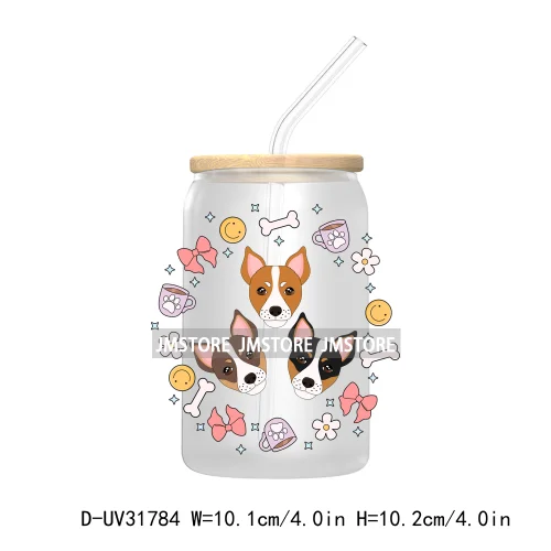 Coquette Bow Pet Lover Dog Bone Flowers UV DTF Transfer Stickers Decals For Libbey Cold Cup Mugs Tumbler Waterproof Custom Craft