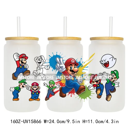 Retro Game Super Hero Princess UV DTF Cup Wraps Ready To Apply Waterproof Transfer Stickers For 16OZ Libbey Glass Can Tumbler