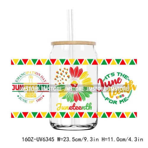 1865 Vibes Juneteenth Sunflower 16OZ UV DTF Cup Wrap Transfer Stickers Custom Label Durable Waterproof Logo For Libbey Glass Can