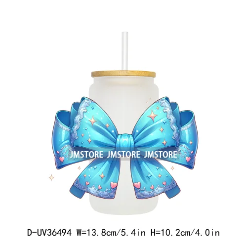 Princess Coquette Bow Cartoon Magical Kingdom UV Sticker Decals For Libbey Cold Cups Mugs Tumbler Waterproof Transfer Stickers