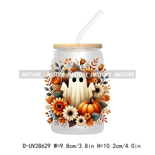 Happy Fall Autumn Pumpkins Season UV DTF Transfer Stickers Decals For Libbey Cold Cups Mugs Tumbler Waterproof Labels Boho Ghost