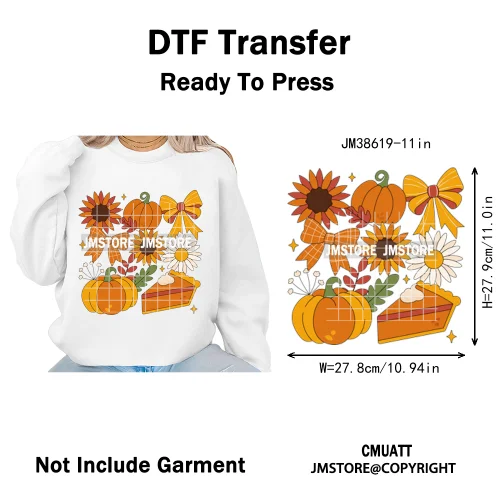 Fall Into Reading Sunflower Pumpkin Coquette Autumn Season Vibes Iron on DTF Heat Transfers Stickers Ready to Press for T-shirts