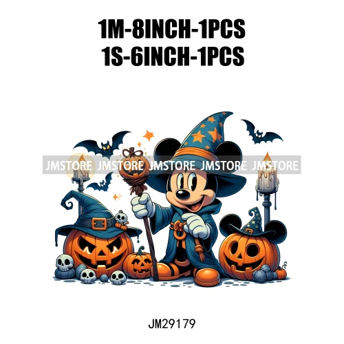 Cartoon Halloween Scary Cute Horror Characters Pumpkin Fall Vibes DTF Iron On Transfers Stickers Ready To Press For Clothing