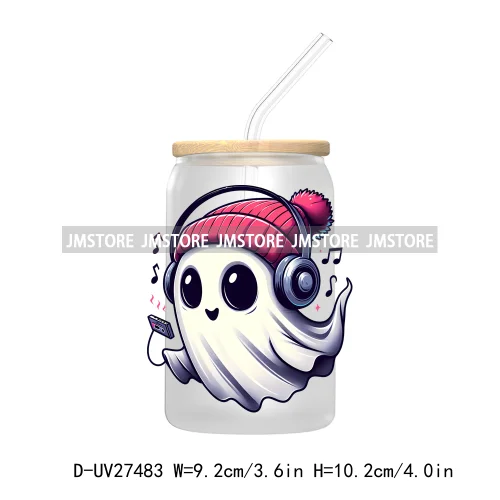 Trick or Teach Ghouls Halloween UV DTF Transfer Stickers Decals For Libbey Cold Cups Mugs Tumbler Waterproof Label Spooky Season