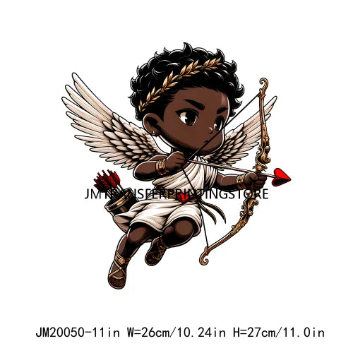 Lovely African American Black Cupids Valentine Praying Angels Boys Girls Religious Iron On DTF Transfers Stickers For Clothes