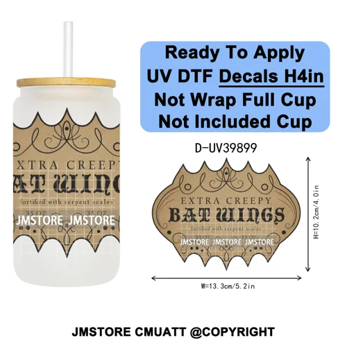 Spooky Halloween Witch Brew Bottle Label Set UV DTF Transfer Stickers Decals Ready To Apply Waterproof For 16OZ Libbey Glass Can