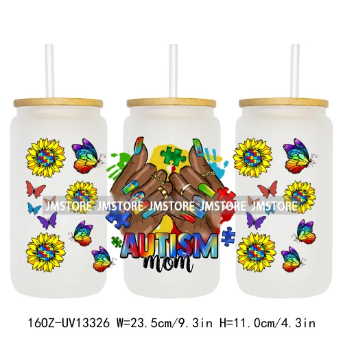 Coquette Afro Black Dope Autism Mama Cat Dog Mom UV DTF Sticker For 16OZ Libbey Glass Cup Can Wrap Waterproof Transfer Stickers