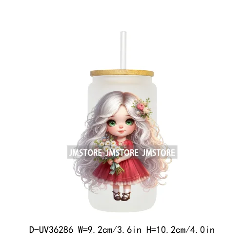 Cute Little Girl Butterfly Wings UV DTF Transfer Stickers Decal Ready To Apply Waterproof For 16OZ Libbey Glass Can Cups Tumbler