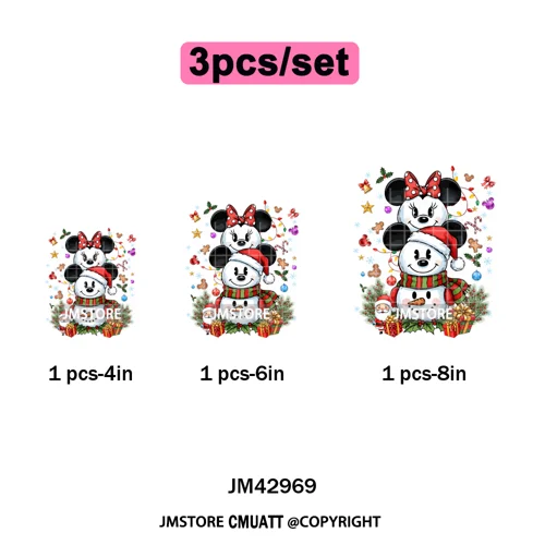 Very Merry Christmas Party Cartoon Princess Kids Friends Winter Gifts Iron on DTF Transfers Stickers Ready to Press for Textiles