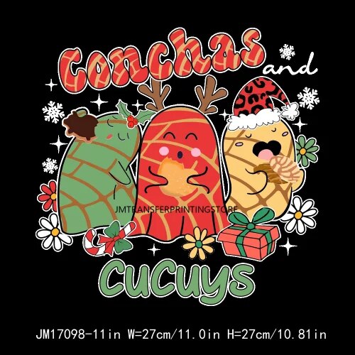 Cute Conchita Pantasmas Latin Christmas Decals Conchas Cucuys Christmas Ghouls Gifts Iron On DTF Transfers Sticker For Clothing