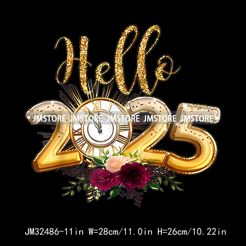 New Goodbye 2024 Hello New Year 2025 Merry Christmas 2024 Xmas Iron On DTF Transfers Stickers Ready To Press For Hoodies Bags