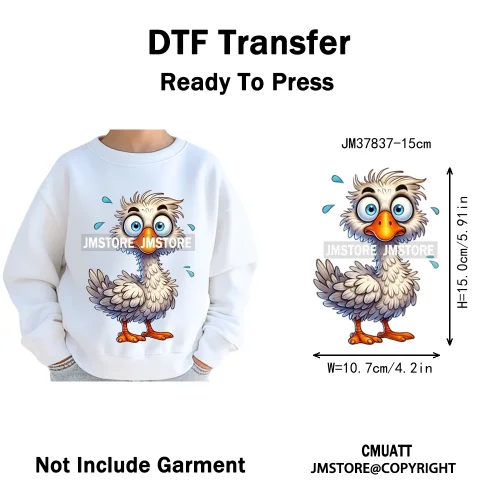 15cm 5.9in Kids Funny Hairy Cartoon Birds Animal Washable Iron on DTF Transfers Stickers Printing Ready to Press for Clothing