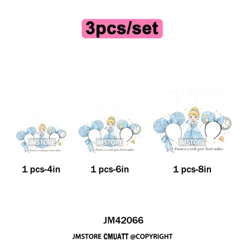 Cute Girls Coquette Magic Kingdom Mouse Ears Cartoon Quotes Iron on DTF Washable Transfers Stickers Ready to Press for T-shirts