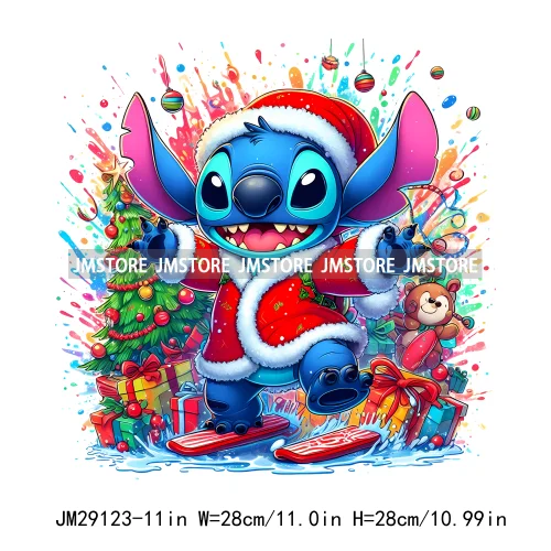 Cartoon Animal Character Merry Christmas Holiday Season Iron On DTF Transfer Stickers Logos Ready To Press For Hoodies