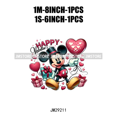 Happy Valentine's Day Cartoon Character Mouse Animal Cupid Love Heart DTF Iron On Transfers Stickers Ready To Press For T-shirts