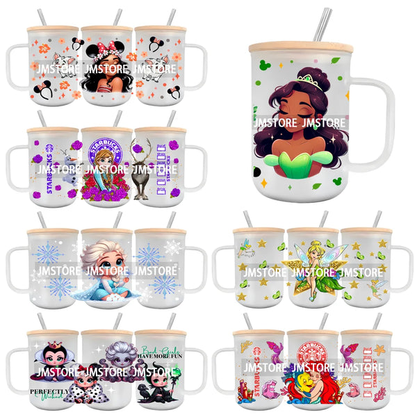 Cartoon Princess Queen UV DTF Sticker For 15OZ Mug Libbey Glass Cup Can Wrap Transfer Sticker Custom Labels DIY Logo Coffee Girl