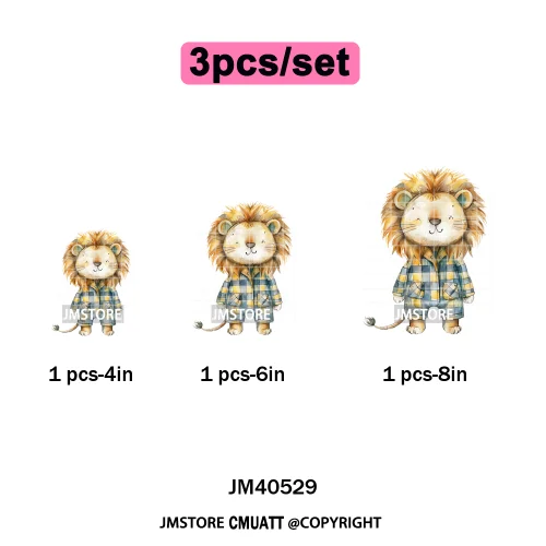 Cute Nursery Sleepy Baby Safari Jungle Animals in Pajamas Love Iron on DTF Washable Transfers Sticker Ready to Press for Clothes