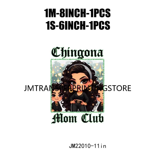 DIY Latina Mama Chingona Chicana Mom Kids Chibi Style Mother's Day Iron On DTF Transfer Stickers Ready To Press For Clothing