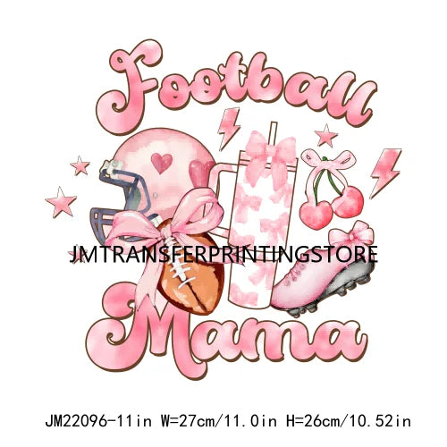 New Baseball Softball Sport Coquettee Mama Decals Pink Ribbon Bow Stanley Tumbler Iron On DTF Transfer Stickers For Sweatshirt