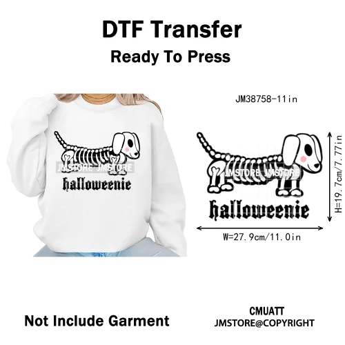 Cute Boos Ghost Pumpkin Halloween Season Thermal Printing Iron on DTF Washable Transfers Stickers Ready to Press for Textile